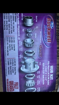 Boat trailer 6 lugs hub kit.
