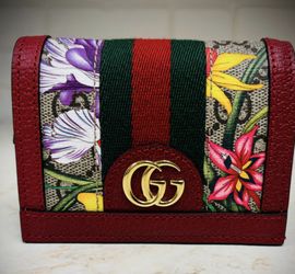 Gucci Flora Ophidia Red Supreme GG Leather Card Wallet