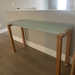 Glass And Wood Console Table Or Desk