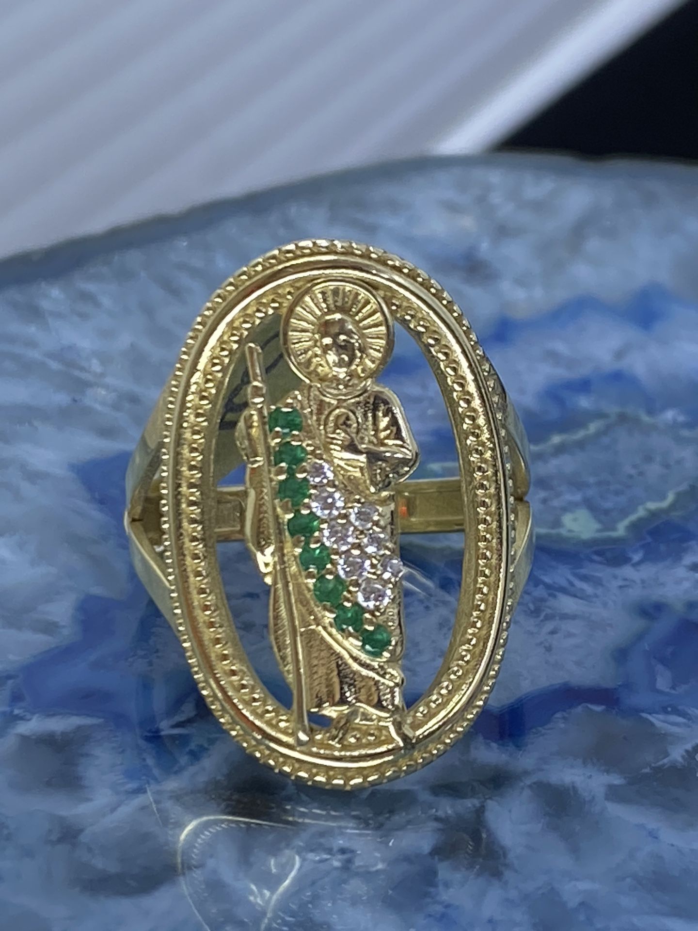 $800 Yellow Gold San Judas W Zirconia Ring