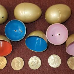 Easter Eggs With Golden Dollar Coin