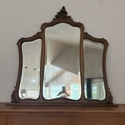 Large 3 Panel Vintage Mirror 