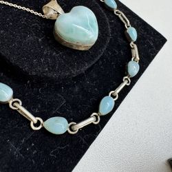Larimar And Sterling Silver Set
