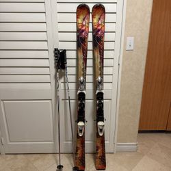 Rossignol Alpine Skis with Bindings + Ski Poles