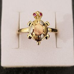 10kt Gold Tri Tone Turtle Ring