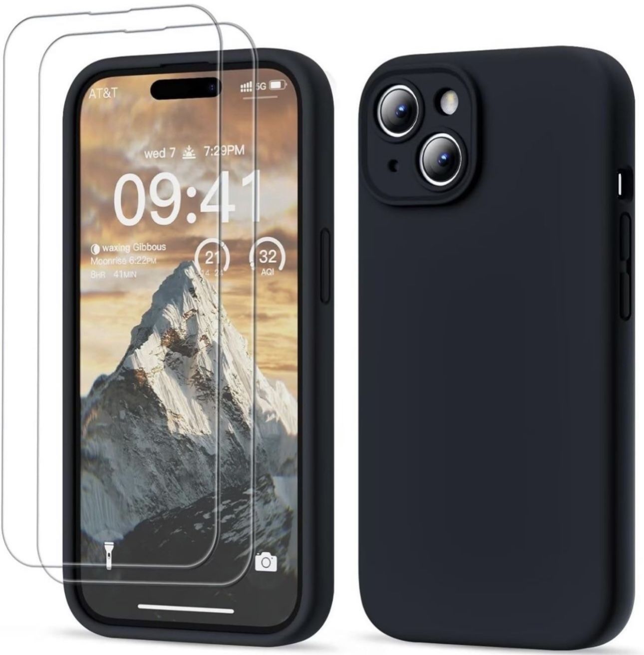 GOODVISH Compatible with iPhone 15 Case, Silicone Upgraded [Enhanced Camera Protection] Phone Case with [2 Screen Protectors], Soft Anti-Scratch Micro