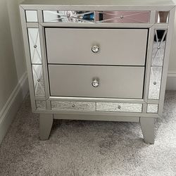 2 silver/gray nightstands 
