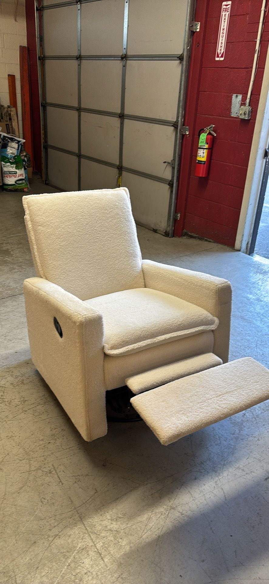 Soho Baby Coventry Glider Recliner Swivel Boucle Chair White