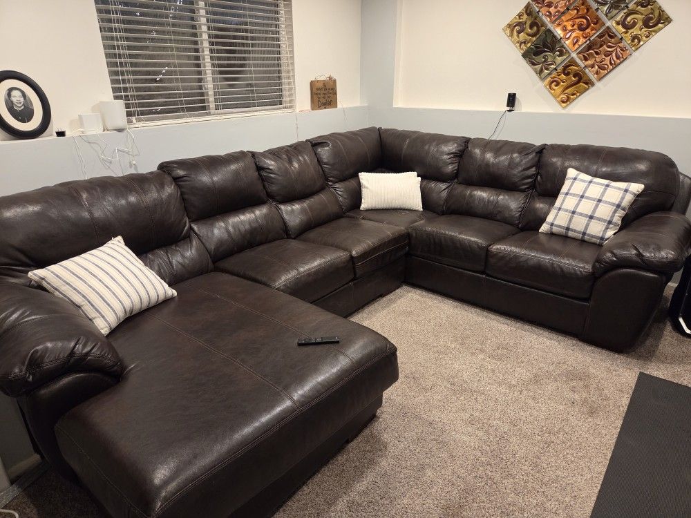 Brown Leather Sectional