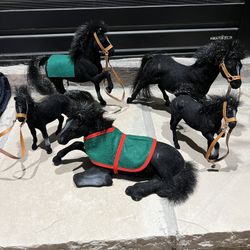 Vintage Flocked Toy Horses EUC