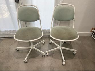 Two Ikea Swivel chair, white/ light green