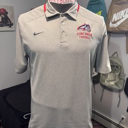 Nike Dri-FIT Men’s Large Stony Brook Seawolves Football Polo Shirt Grey Red