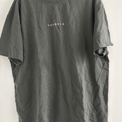 YoungLA Shirt Mens L Graphite 413 Oversized Bloc Cotton Crew Neck Short Sleeve