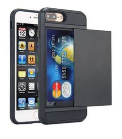 New - iPhone 7 Plus / 8 Plus Protective Case, Slim Fit Dual Layer Armor + Wallet Card Holder