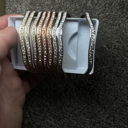 Gold Silver N Rose Gold Blinged Out Bracelet NEED GONE 