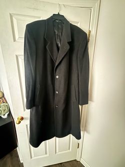 Men's Black Wool Overcoat