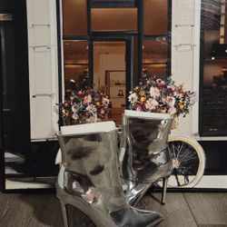Metallic Pointed Stiletto Boot