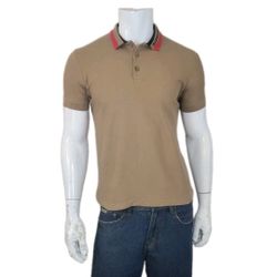 Burberry London Detailed Logo Collar Tan Polo Shirt Men's Size M (Runs Small) New

