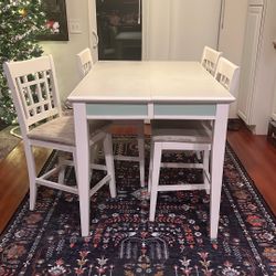 Tall Table With Leaf And 4 Chairs.  