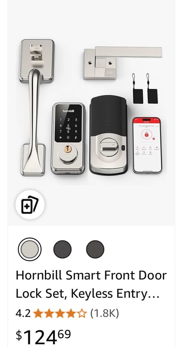Hornbill Smart Front Door Lock Set, Keyless Entry Door Lock with Handle, Smart Deadbolt Keypad Lock, Alexa Front Door Handle Set,