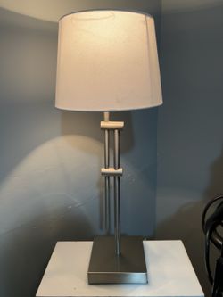Modern Silver Table Lamp with USB Charging Port