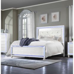 Queen Bed with led lights 