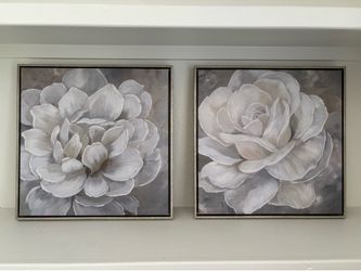 Two-Piece Flower Painting Square Frames