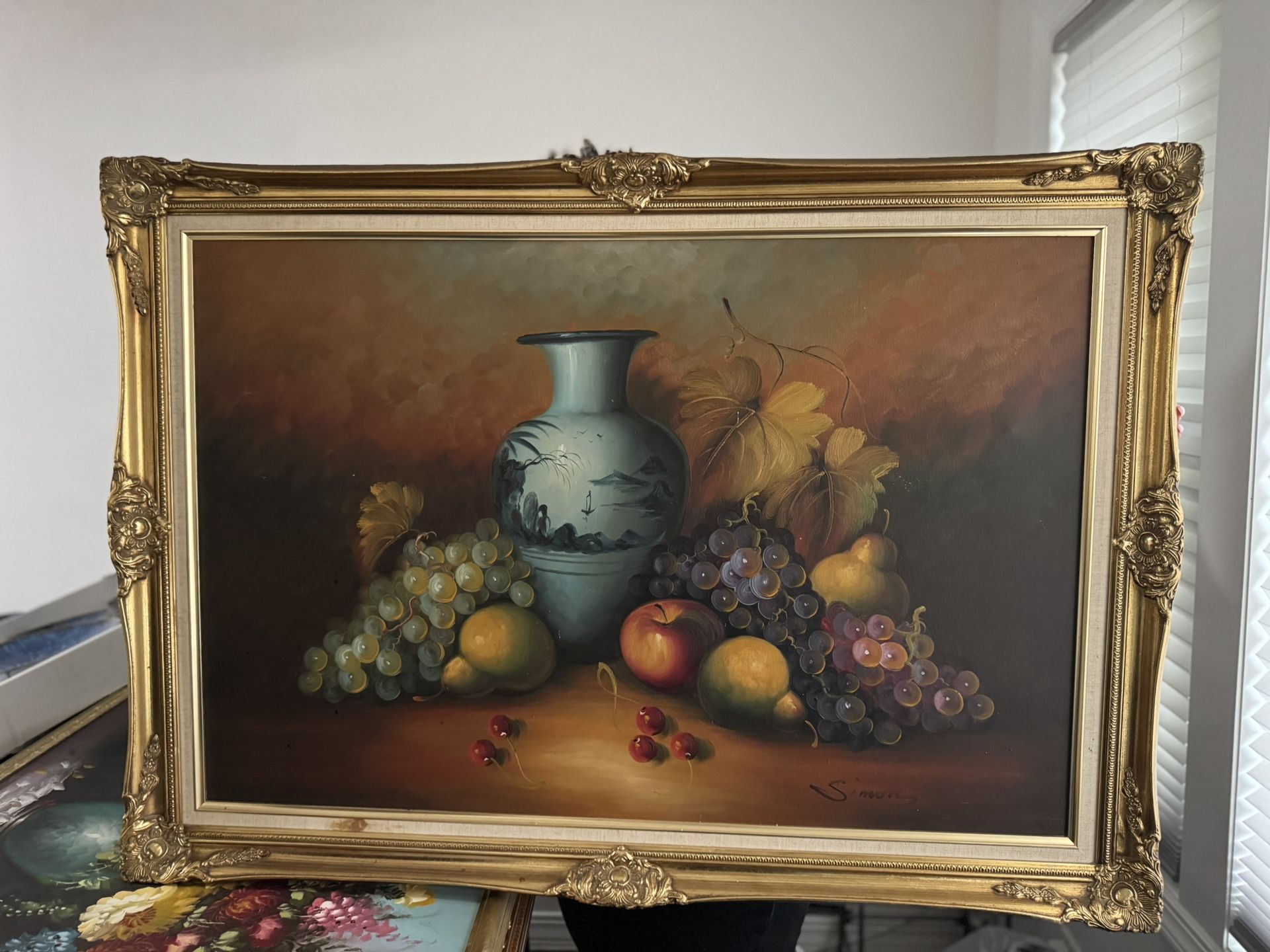 Original Large Simon Oil Painting - Fruit On Canvas