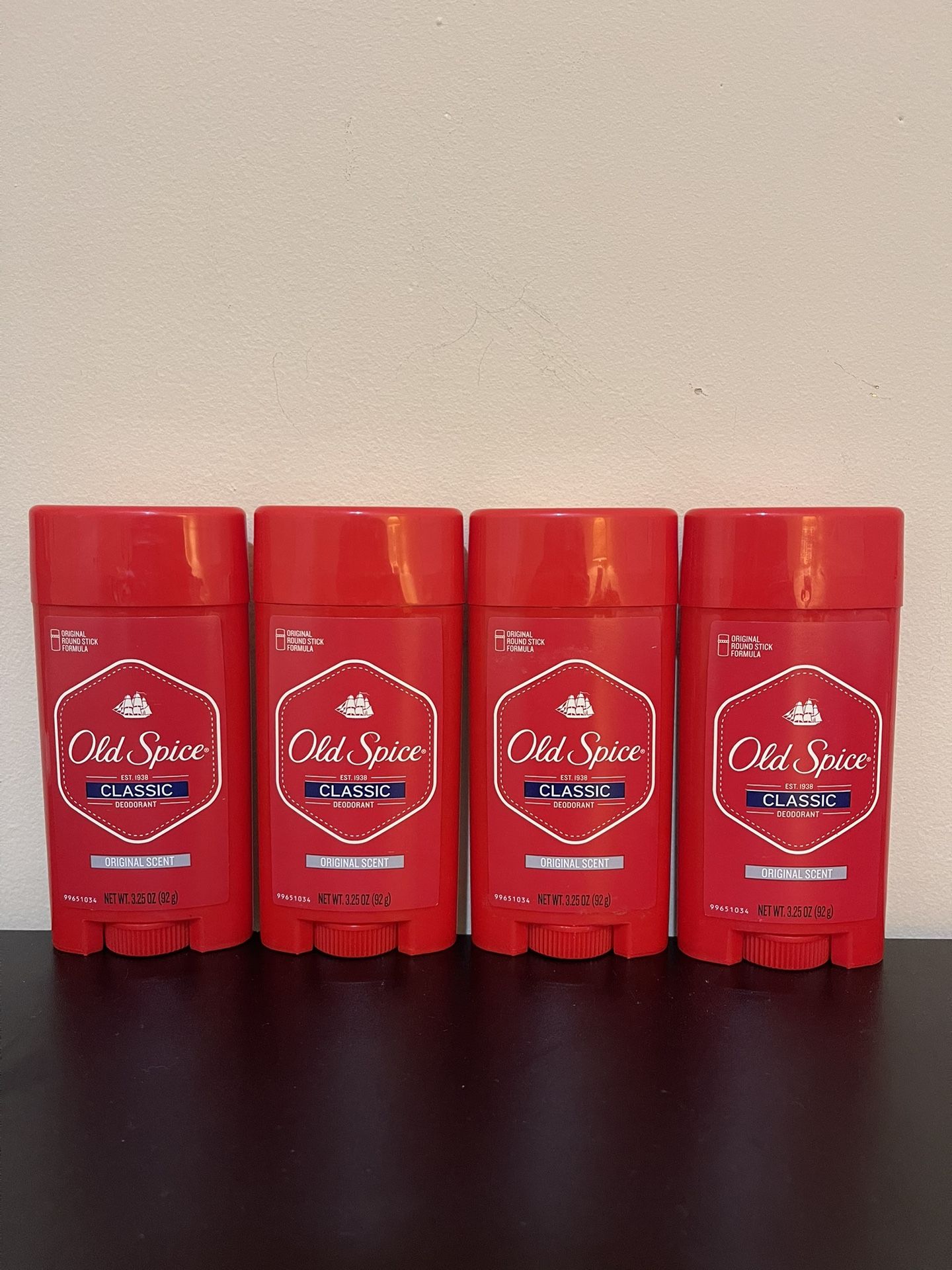4pack Old Spice Classic Men's Deodorant, Solid Stick, Original Scent, 3.25 oz