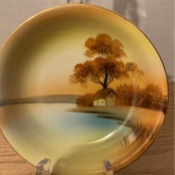 Vintage Noritake Handpainted Japan Lake Scene Dessert Berry Bowl 5-1/4”  B3