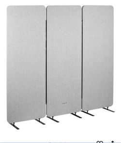 VIVO Freestanding 72 x 66 inch Privacy Panel, Cubicle Divider, Acoustic Wall Partition, x3 24 inch Panels, Gray, PP-3-T072G