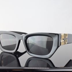 Miu Miu Oversized Rectangle Sunglasses in Black