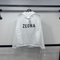 Unisex, Outerwear, FOG zegna print Crewneck, Short sleeve, Skin Color White Size S-XL  