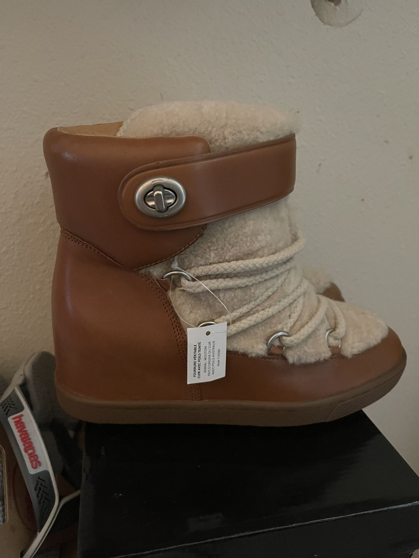 Coach Leather & Wool Boots