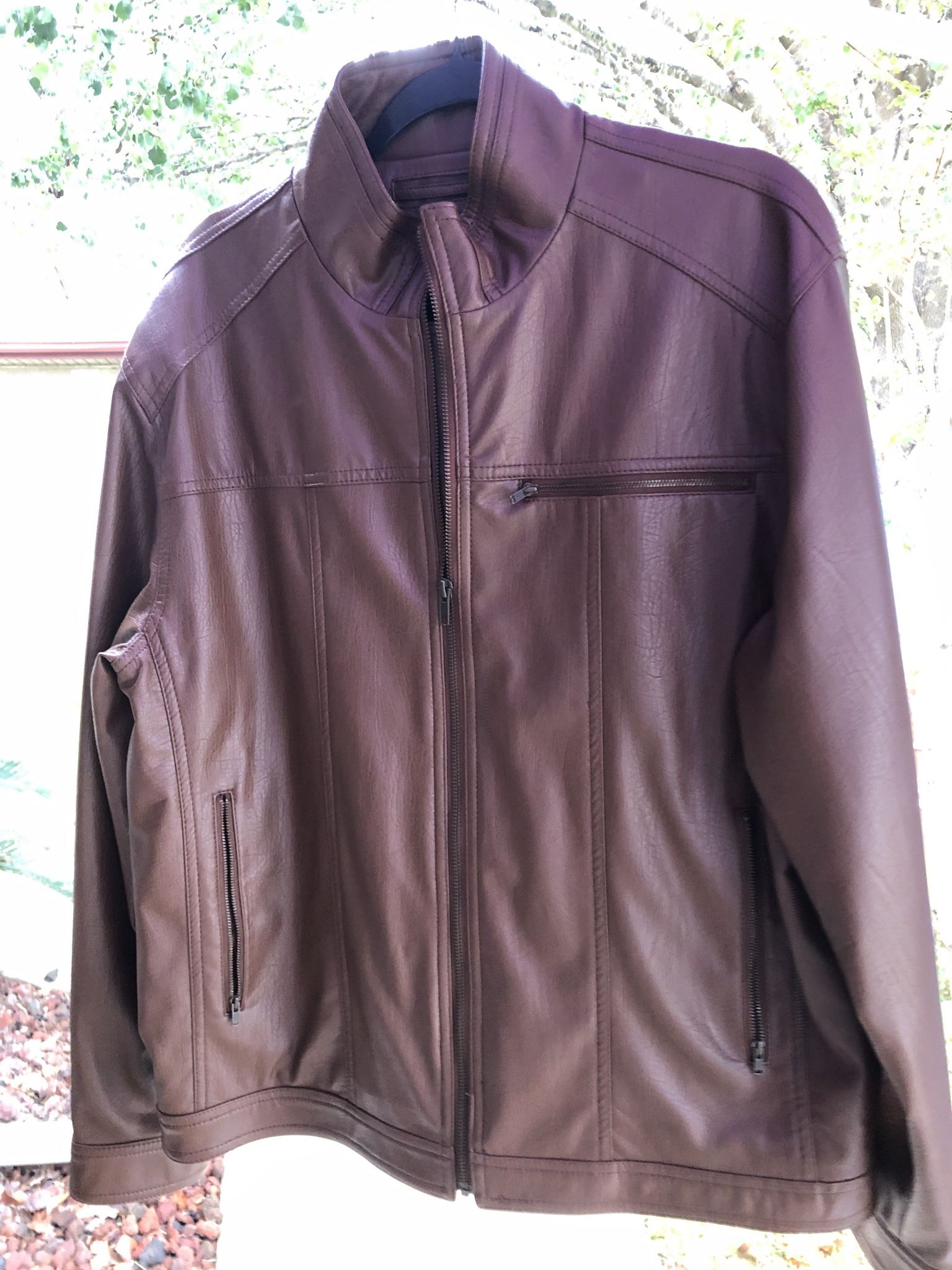 Cognac Faux Leather Jacket - Large