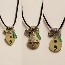 Mental awareness, suicide, prevention, necklace, jewelry, semicolon