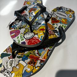 Havaianas Men Size 13 Graphic Gray/Black Flip Flops 
