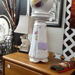 Porcelain Planter And Pedestal.