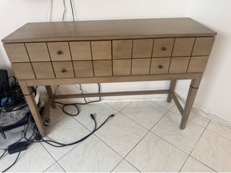 Gray Wash Wood Console Table with Drawers