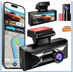 New-4K Dual Dash Cam Front and Rear,Starlight Night Vision G Sensor ADAS 5.8GHz Wi-Fi DashCam,Dual Dash Camera for Cars with 64GB Card GPS ,APP Contro