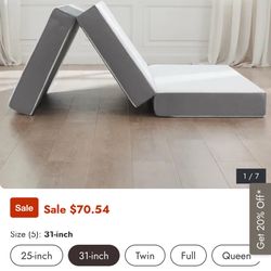 Tri-fold Gel Memory foam portable mattress 4” Thick