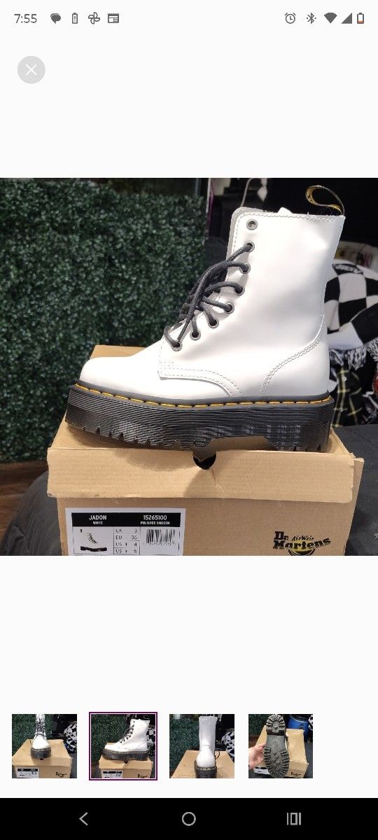White Dr. Martens Platforms Boots
