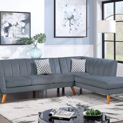 Brand New Dark Grey Retro Style Sectional Sofa 