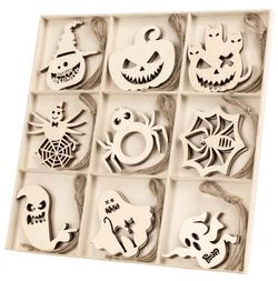 Wood Cutouts, Halloween Wooden Ornaments, Wood Shapes for alloween Decorations, Halloween Party Decorations, Unfinished Wood Ornaments for DIY Craft
