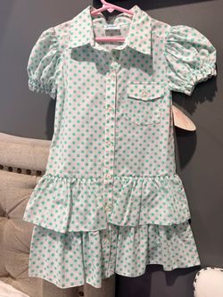 Girls Polka Dot Button-Front Ruffle Dress