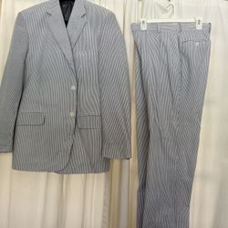 Men’s Light Blue And White Suit - Small 