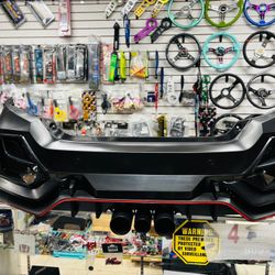 For 2016/2021 Honda civic sedan upgrade to type R Carbon look diffuser red line Rear  Bumper cover set new