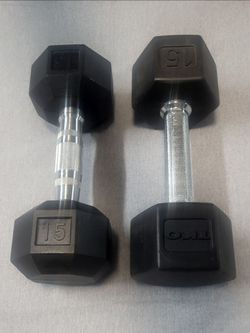 Weight Rubber Hex Dumbbells Pair Of 15s