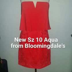 New women's size 10 red cocktail strapless crochet knit dress by Aqua from Bloomingdale's nwt