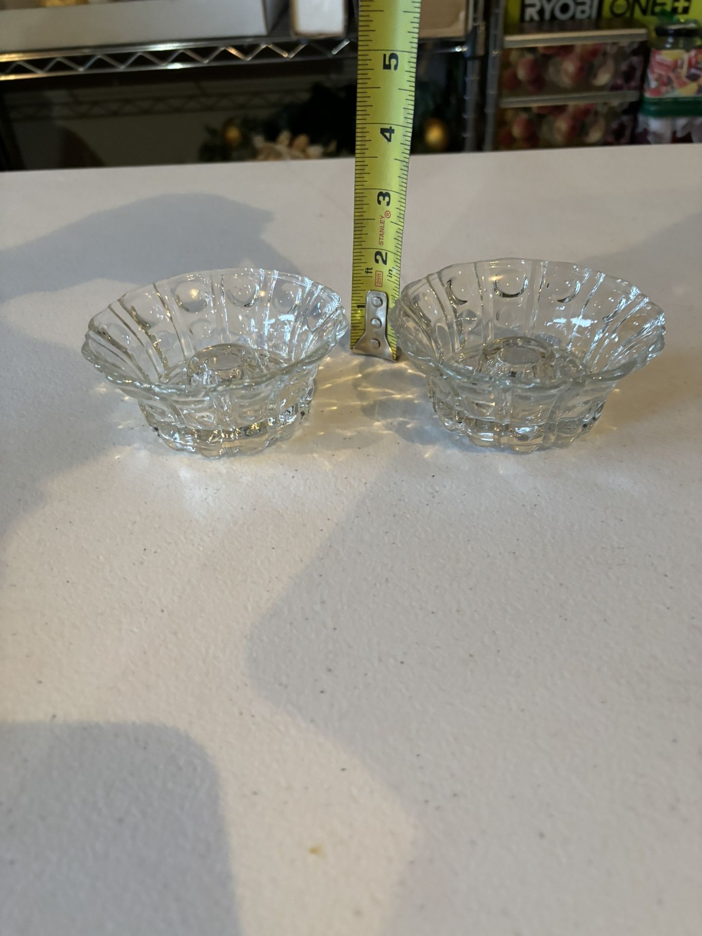 2 Zajecar Yugoslavia Crystal Glass Votive Taper Candle Holders
